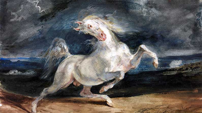 Last Stand - Horse Frightened by a Storm - E. Delacroix (1824)